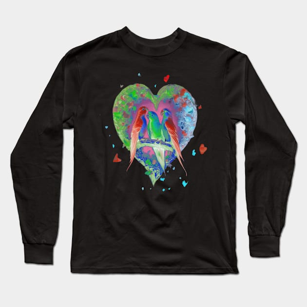 Valentine’s Day and Galentines day lovebirds Long Sleeve T-Shirt by sailorsam1805